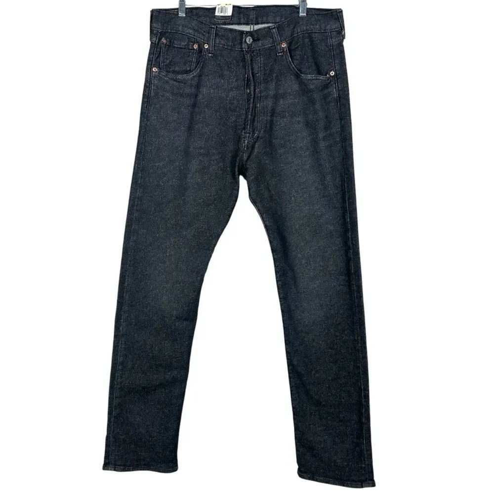 NWT Levi 501 Original Jeans Men 38x34 Faded Black Stretch Denim Button Fly